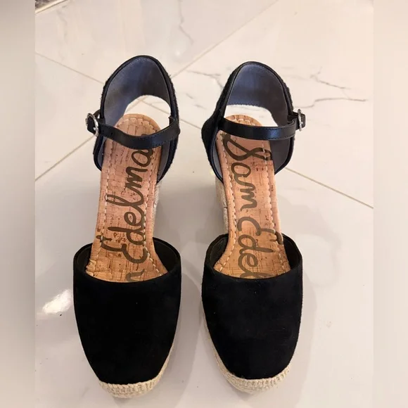 Sam Edelman Black Espadrille Sandals Size 6.5 - Picture 1 of 5